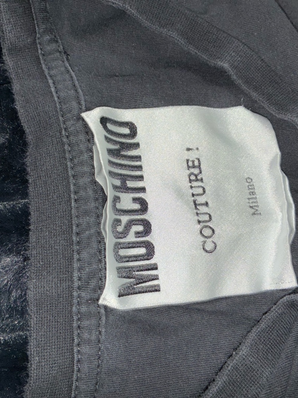 Moschino Gray-Black Logo Tee with Couture Tag